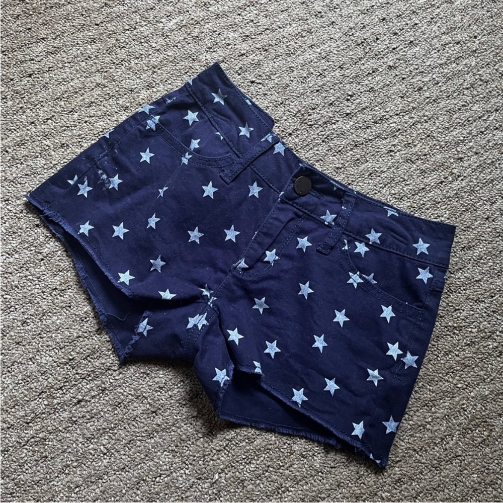 No Boundaries Navy Star Print Flat Front Shorts